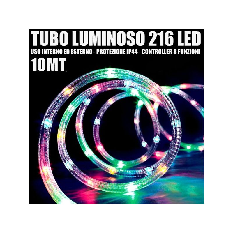 Image of Trade Shop Traesio - Trade Shop - Tubo Luminoso 216 Led Multicolor 10 Mt 3vie Uso Interno/esterno + Controller