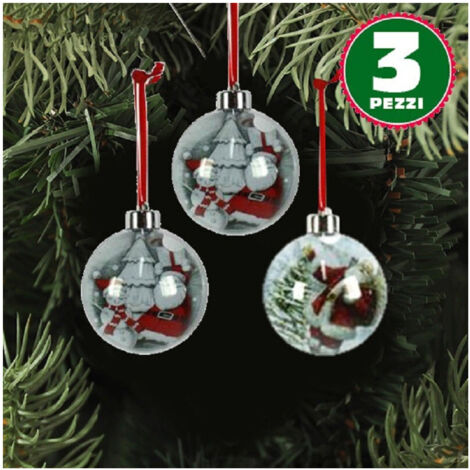 3 Palline Natalizie Transparents Avec Natal Babbo Stamp