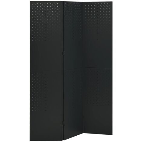 3-Panel Room Divider Black 120x180 cm Steel vidaXL