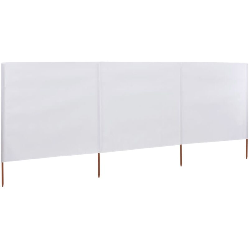 3-panel Wind Screen Fabric 400x120 cm White Vidaxl