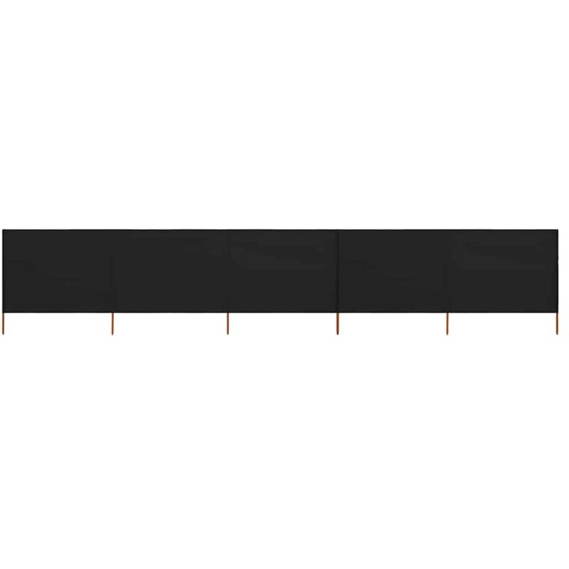 5-panel Wind Screen Fabric 600x80 Cm Black Vidaxl