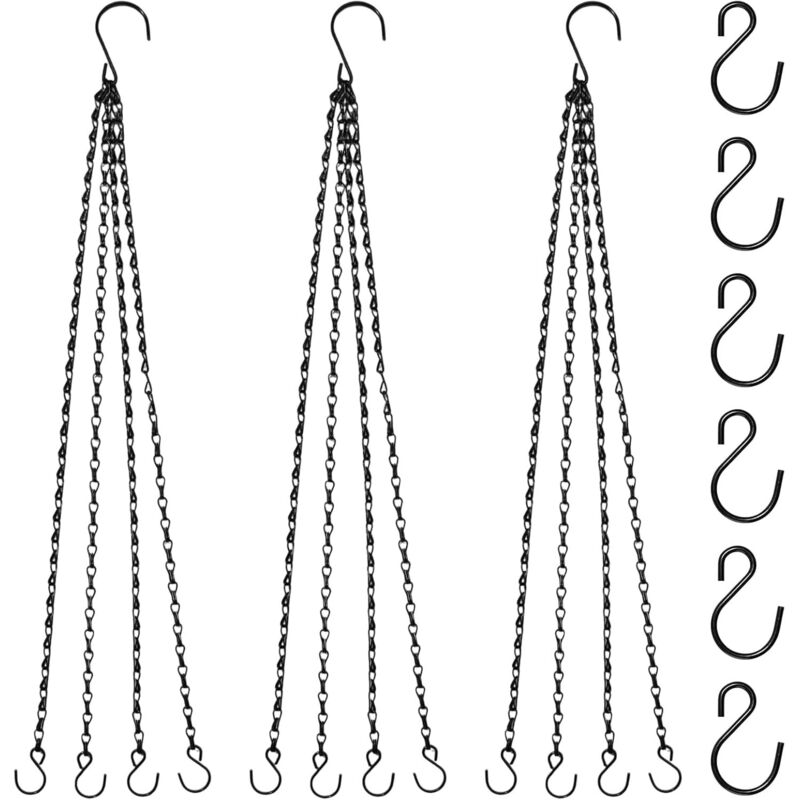 3 paniers Suspendus chaînes 27,2 Pouces 4 Leads chaînes suspendues avec Crochets S cintres pour Plantes de Remplacement pour jardinières, mangeurs