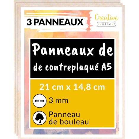3 Panneaux A5 Contreplaqué Bouleau Gravure 148 x 210 x 3mm