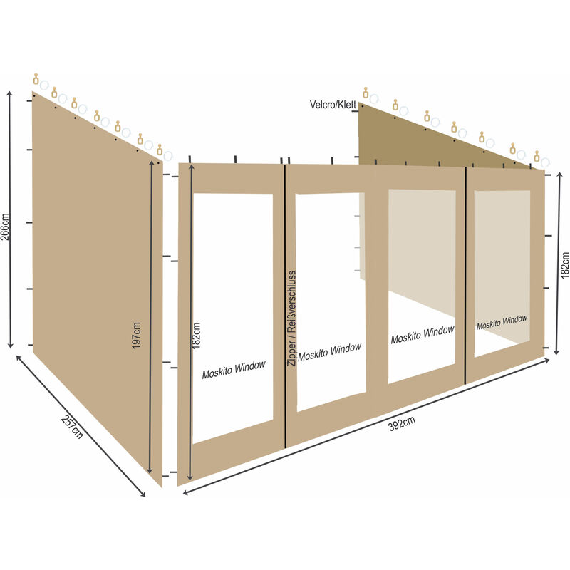 3 Panneaux latéraux pour Pavillon Roulant 3x4m Sable
