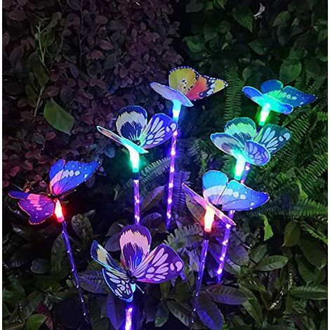 3 papillon guirlande lumineuse exterieur solaire led etanche guinguette Décorative pour Jardin Terrasse Maison Noël Pâques Fête Patio balcon Changements Multicolores de Lumières LED Jardin