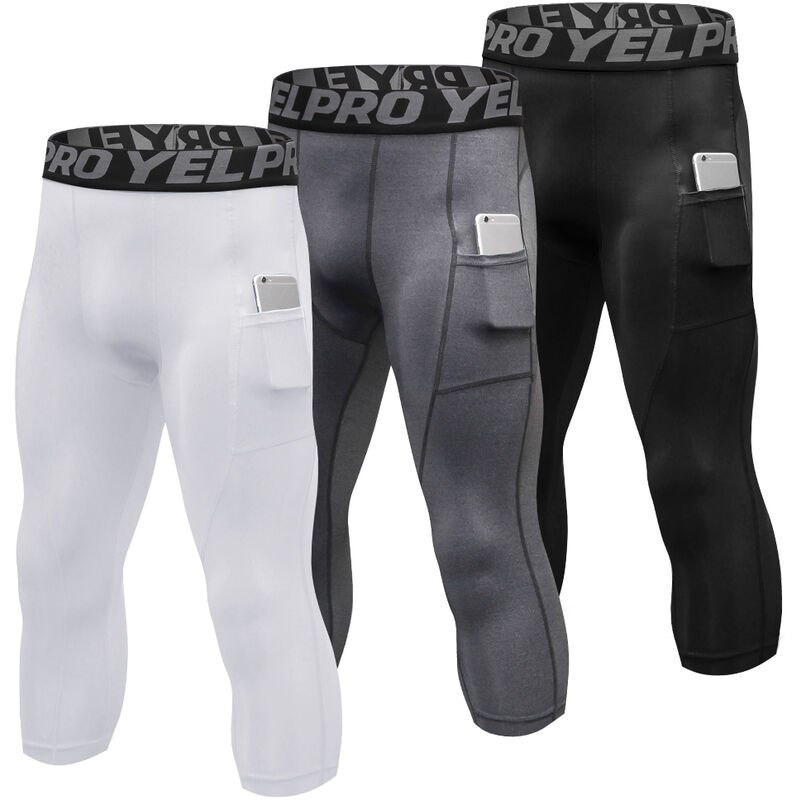 

3 paquetes de pantalones de yoga de cintura alta para hombres Pantalones deportivos de secado rapido Leggings de fitness Pantalones de entrenamiento