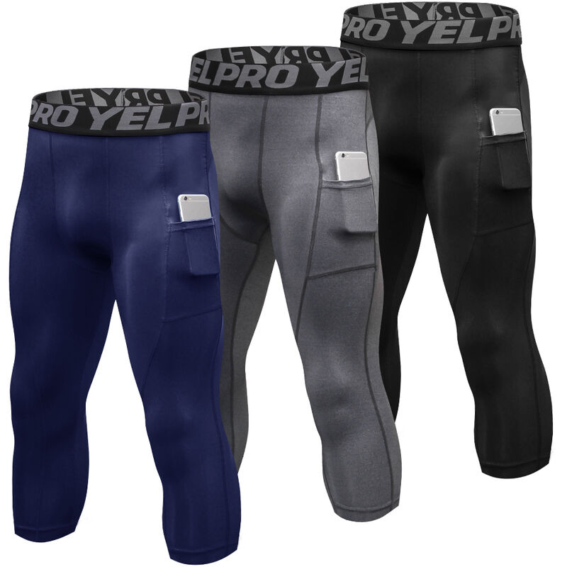 

3 paquetes de pantalones de yoga de cintura alta para hombres Pantalones deportivos de secado rapido Leggings de fitness Pantalones de entrenamiento