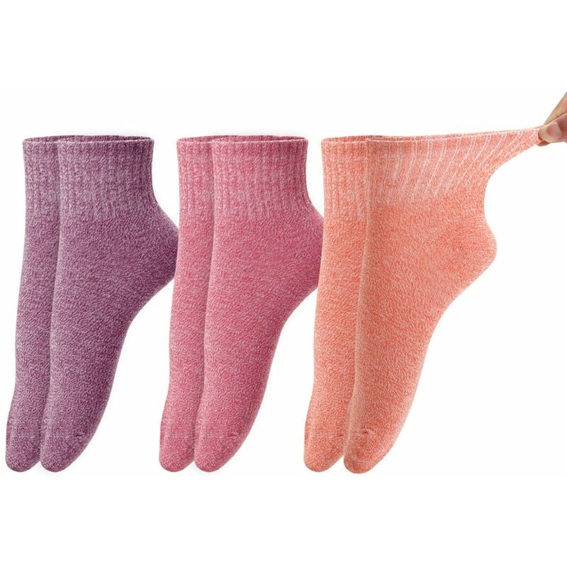 

3 pares de calcetines de algodon de color mezclado para mujer Calcetines comodos transpirables de color puro con talla unica,1 #