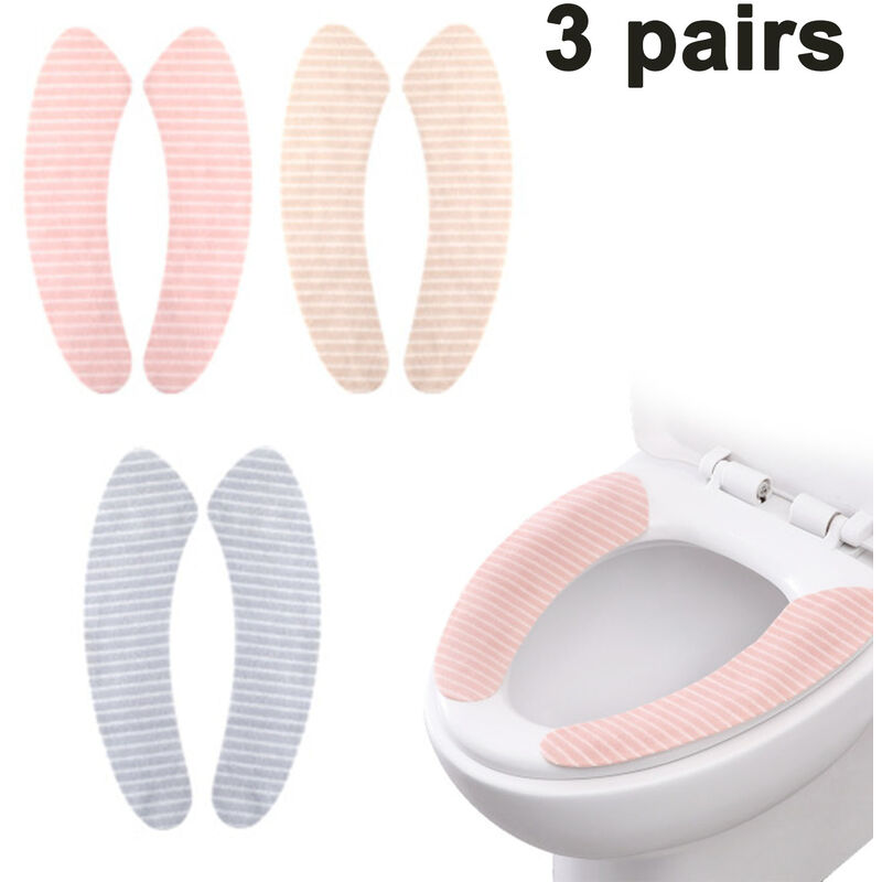 

Abcrital - 3 pares de fundas para asiento de inodoro, cojín de baño acolchado para adultos de dos piezas, cojines de asiento de inodoro de tela