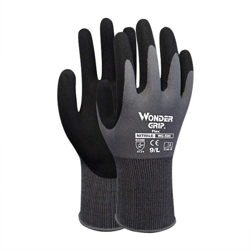 

3 pares de guantes de trabajo impregnados con nitrilo, guantes de seguridad para mantenimiento de jardineria, Negro gris, L