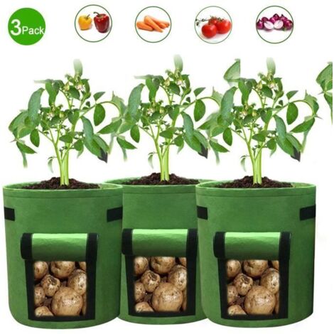 3 PC Sacs de culture de pommes de terre, Pochette de plantation, Pots en tissu respirant de qualité supérieure.