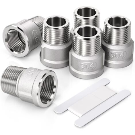 3 Pcs 1/2" mâle vers 1/4" femelle Raccord réducteur à douille hexagonale en acier inoxydable, filetage BSP, pour le raccordement de tuyaux - 1/2"M X 1/2"F