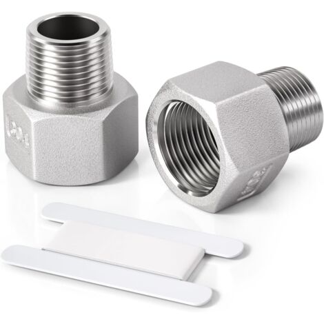 3 Pcs 1/2" mâle vers 1/4" femelle Raccord réducteur à douille hexagonale en acier inoxydable, filetage BSP, pour le raccordement de tuyaux - 1/4"M X 1/2"F