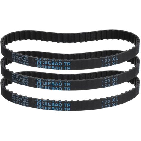3 Pcs 120XL 037 Courroie de Synchronisation 60 Dents Courroie Crantée à Engrenages en Caoutchouc, Largeur 0.37", Pas 0.20" Courroie de Distribution