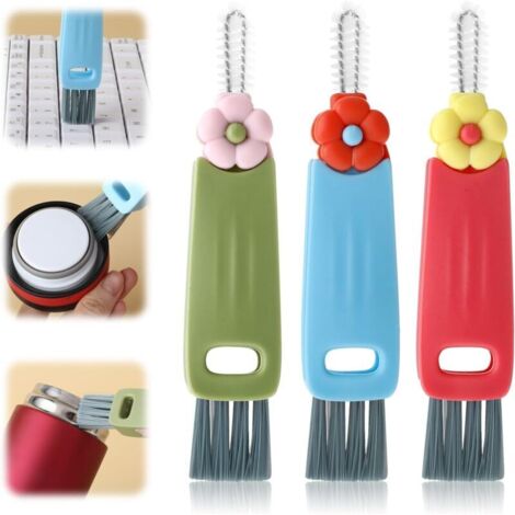 3 pcs 3 en 1 ensemble de brosses de nettoyage de couvercle de tasse, brosse de nettoyage de joint d'espace multifonctionnelle, brosse de nettoyage de couvercle de tasse