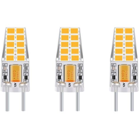 3-PCS 3W 12V G6.35 LED Ampoule Culot T3 / T4 / T5 G6.35 / GY6.35 Base Blanc chaud 3000K Remplacement de 30W Ampoule Halogène pour l’Éclairage Sous-Cabinet Lumière Lampe de Bureau [Classe énergétique F