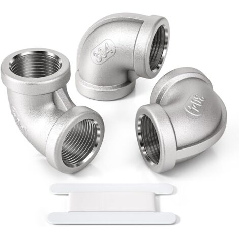 3 Pcs 90 degree 1/4 "femelle à 1/4" mâle BSP en acier inoxydable 304 raccord coudé pour la conversion de connexion tuyau - 3/4"F X