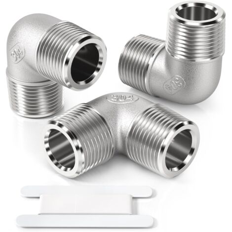3 Pcs 90 degree 1/4 "femelle à 1/4" mâle BSP en acier inoxydable 304 raccord coudé pour la conversion de connexion tuyau - 3/8"M X