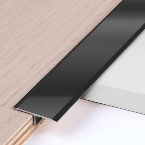 3 PCS Baguettes de Finition en T en Aluminium 0,9 m × 2 cm Profilés Métalliques en T pour Transitions de Sol entre Seuils Carrelages Sols Bois Tapis, Noir