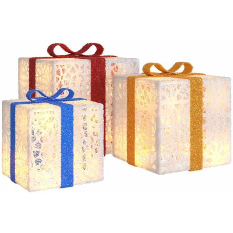 3 pcs Boîtes de Noël，Décoration de Noël lumineuses 64 LED blanc chaud CFW80402