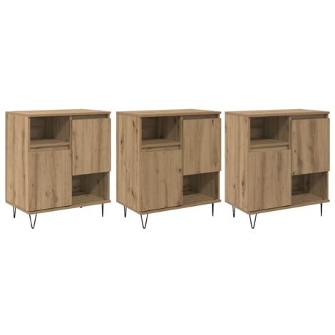 3 pcs Buffet,Bahut,Meuble de Rangements chêne artisanal 180 x 35 x 70 cm CFW68647