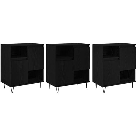 3 pcs Buffet,Bahut,Meuble de Rangements Chêne noir 180 x 35 x 70 cm Bois d'ingénierie CFW39138