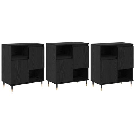 3 pcs Buffet,Bahut,Meuble de Rangements Chêne noir 180 x 35 x 70 cm Bois d'ingénierie CFW98857