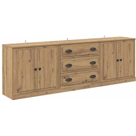 3 pcs Buffet,Meuble de Rangement,Bahuts avec tiroir Bois Ancien 210 x 35,5 x 67,5 cm CFW826391