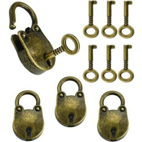 3 PCS Cadenas Vintage en Alliage de Zinc 35 x 21 cm Cadenas de Forme d'Ours Antirouille Mini Cadenas Vintage Robuste avec 6 Clé pour Petits Bagages