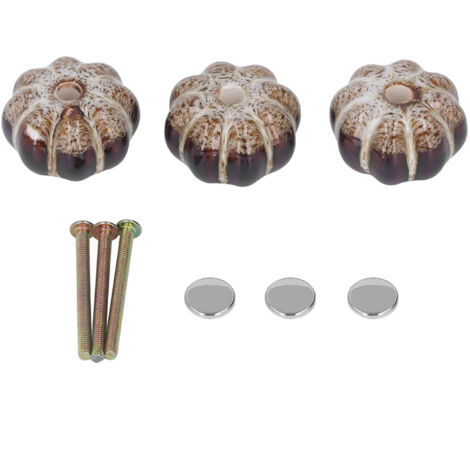 3 Pcs Classical Ceramic Pumpkin Door Pull Handle Knobs For Kitchen Cabinet Drawer Cupboard Silver