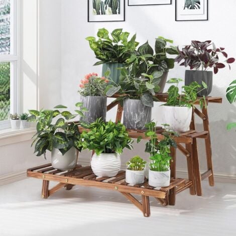 main image of "3 Pcs Corner Plant Shelf Rack Ladder Step Heavy Duty Flower Pot Stand Holder"
