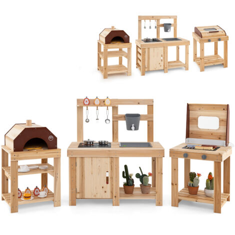 Cuisine D’angle Enfants En Bois Avec Frigo Et Machine à Laver - Jeu D’imitation Réaliste Pour Tout-petits 3 Ans - 5