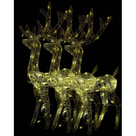 3 pcs Décorations de Noël，Décoration de Noël de renne Acrylique 120 cm Blanc chaud CFW90814