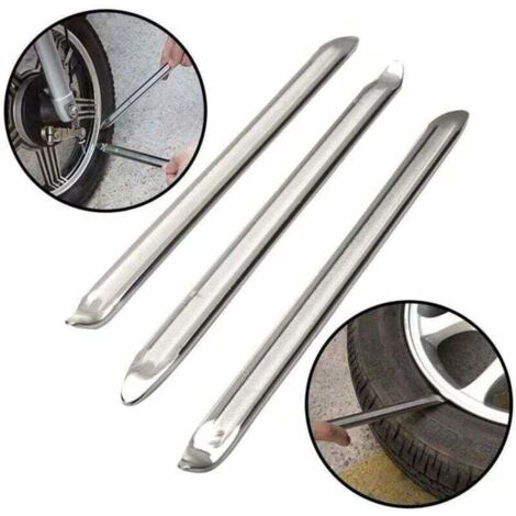 3 pcs Demonte Pneus Acier Levier Pneu Métal Kit Tire-Pied Outil de Réparation Jeu de Démonte Pneus pour Moto Voiture Auto électrique Vélo Solide et Durable Pas Facile à Déformer (25cm)