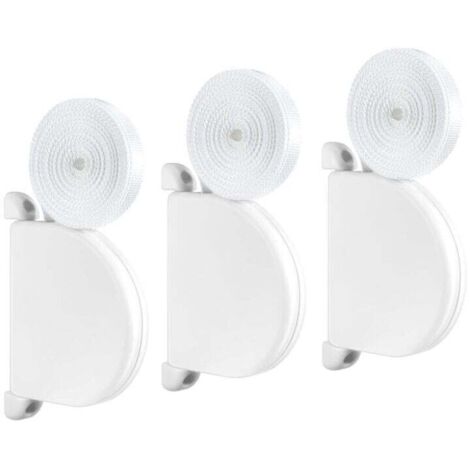 3 Pcs Enrouleur de sangle pour volet roulant, espacement des trous de vis 145 mm, Système Mini, avec sangle incluse de 14 mm x 5 m, Blanc