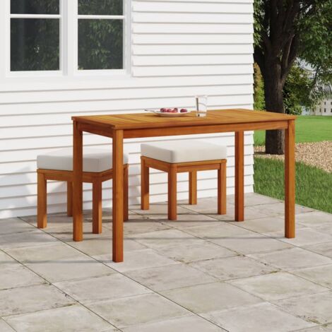 3 pcs Ensemble à dîner de jardin Table et Chaises de Salle à Manger avec coussins Acacia solide -79382