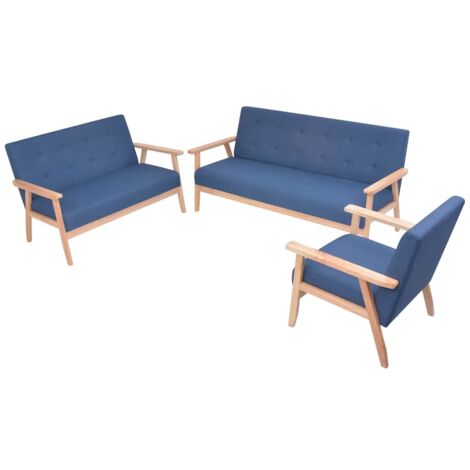 3 pcs Ensemble Canapés droits de relaxation Canapé relax - Canapé de salon Tissu bleu BV177515 - BonneVie