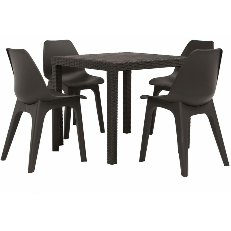 VidaXL 5 pcs Ensemble de salle ¨¤ manger d'ext¨¦rieur Plastique Marron