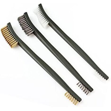 3 pcs Ensemble de mini Brosse métallique, rouille Peinture pour métaux,maniable en acier/Nylon/laiton Brosse de nettoyage