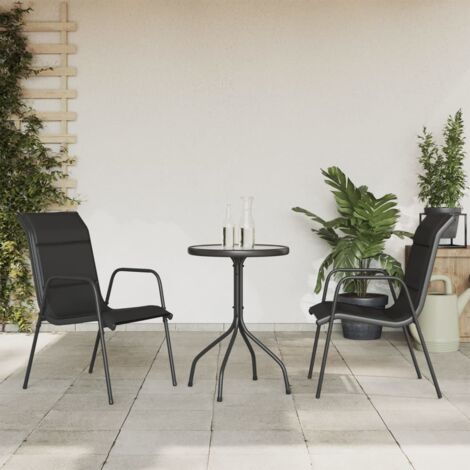 3 pcs Ensemble Table et Chaise de Jardin Contemporain  Ensemble Table à manger + 2 chaises noir acier 13135