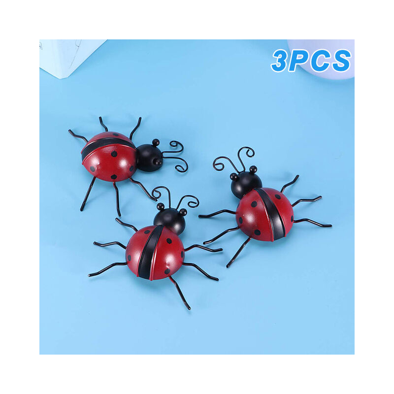 3 Pcs ferro coccinella metallo appeso a parete