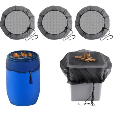 3 Pcs Filet pour Citerne de Pluie: Filet de Protection avec Cordon Serrage Réservoir D'eau Couvercle Ajustable, Filet Protection Protège Contre Feuilles et Larves Moustiques - Diamètre 80 cm