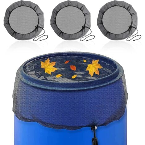3 Pcs Filet pour Citerne de Pluie: Filet de Protection avec Cordon Serrage Réservoir D'eau Couvercle Ajustable, Filet Protection Protège Contre Feuilles et Larves Moustiques - Diamètre 80 cm