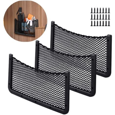 BEIJIYI 3 PCS Filet Rangement pour Voiture 40 20 CM Sac Pocket Organizer de Voiture pour Ustensiles/Camping-Cars/Bateaux/Maison (Filet élastique)