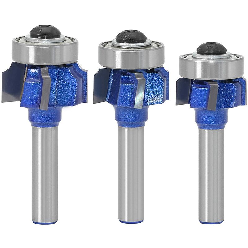 Roleader - 3 Pcs Fraise à Bordure Ronde, Avec Tige de 8 mm, Fraise Ronde de Coin à 4 Dents R1/R2/R3, pour Tondeuse à Bordure, pour Couper en Bordure