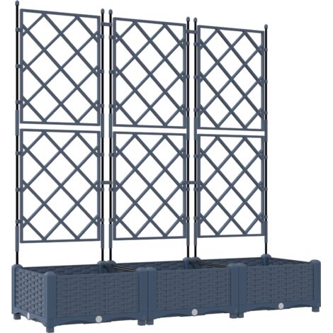 3 pcs Jardinière，Bac à fleurs，Pot de fleurs avec Treillis Gris 120 x 40 x 125.5 cm PP CFW65320