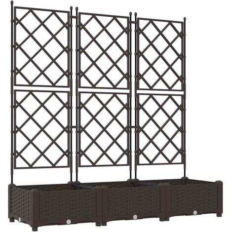3 pcs Jardinière，Bac à fleurs，Pot de fleurs avec Treillis Marron 120 x 40 x 125.5 cm PP CFW99661