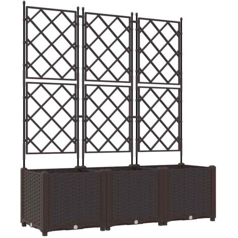 3 pcs Jardinière，Bac à fleurs，Pot de fleurs avec Treillis Marron 120 x 40 x 143 cm PP CFW49340