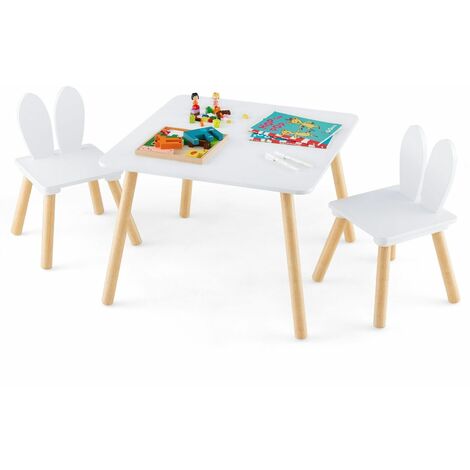 3 Pcs Kids Table and Chair Set Toddler Activity Center Writing Desk Space-Saving