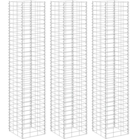 3 pcs Lits surélevés en gabion  Mur en pierre  Panier de Gabion de Jardin décoratif 30x30x200 cm Fer VSGS114551